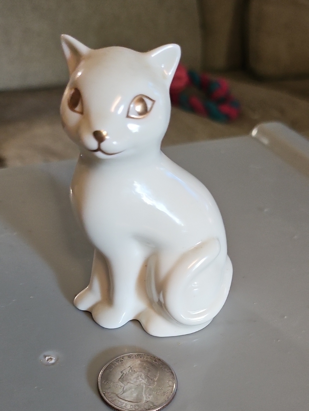 Lenox White Ceramic Cat Figurine with Gold Accents